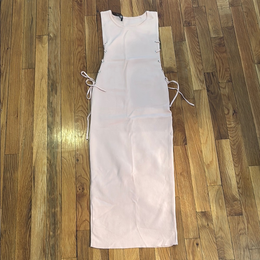 Nasty Gal Soft Pink side Lace-Up Dress (3)